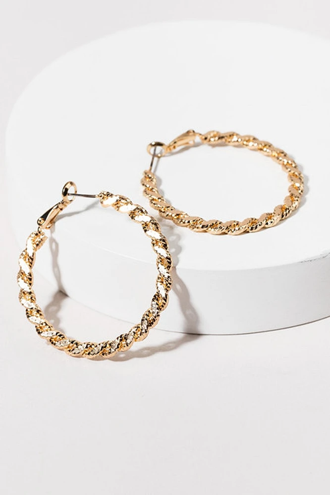 Elma Sparkle Twist Hoop Earrings