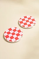 Hellen Heart Checkered Car Coaster