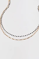 Samantha Delicate Layered Gold Paperclip And Bead Necklace