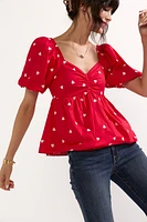 Shelly Cinched Heart Pattern Blouse