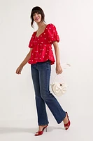 Shelly Cinched Heart Pattern Blouse