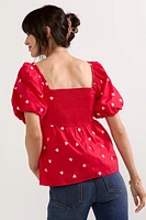 Shelly Cinched Heart Pattern Blouse