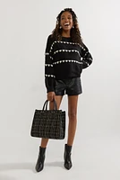 Debbie Heart Striped Pullover Sweater