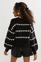 Debbie Heart Striped Pullover Sweater