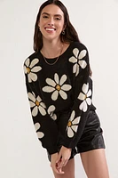 Matilda Pearl Daisy Pattern Pullover Sweater