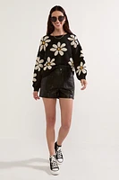 Matilda Pearl Daisy Pattern Pullover Sweater