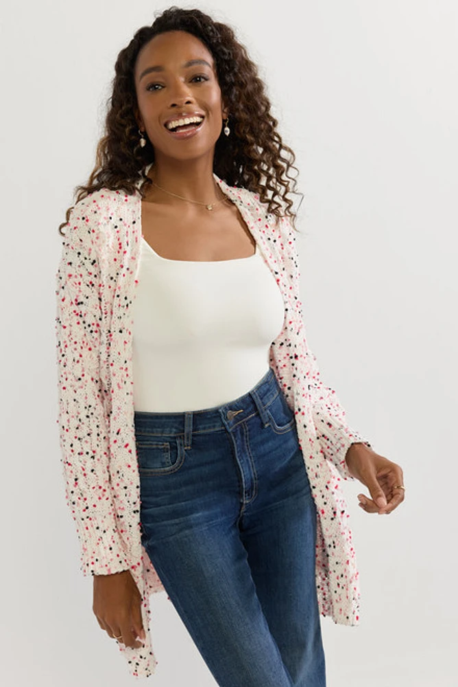 Taylor Popcorn Pattern Long Cardigan