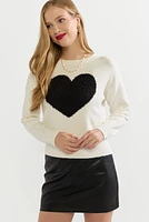 Mia Fuzzy Heart Pullover Sweater