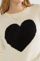 Mia Fuzzy Heart Pullover Sweater