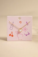 Amanda Opal Heart Pendant Carded Necklace