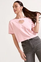 Joni Embellished Heart Cutout Crop Top