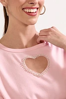 Joni Embellished Heart Cutout Crop Top