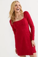 Ines Long Sleeve Popcorn Mini Dress