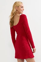 Ines Long Sleeve Popcorn Mini Dress