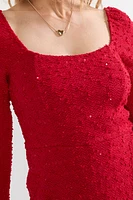 Ines Long Sleeve Popcorn Mini Dress