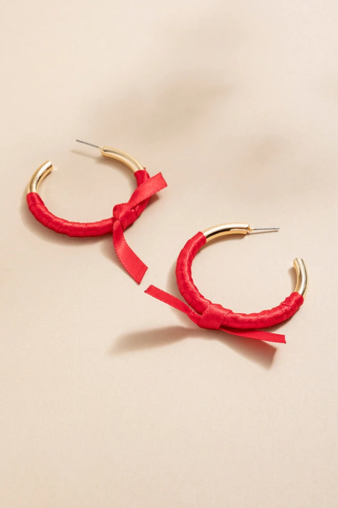 Beth Ribbon Wrap Bow Hoop Earrings