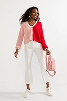 Denise Fuzzy Color Block Short Cardigan