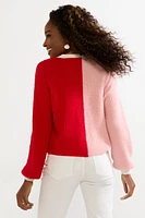 Denise Fuzzy Color Block Short Cardigan