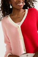 Denise Fuzzy Color Block Short Cardigan