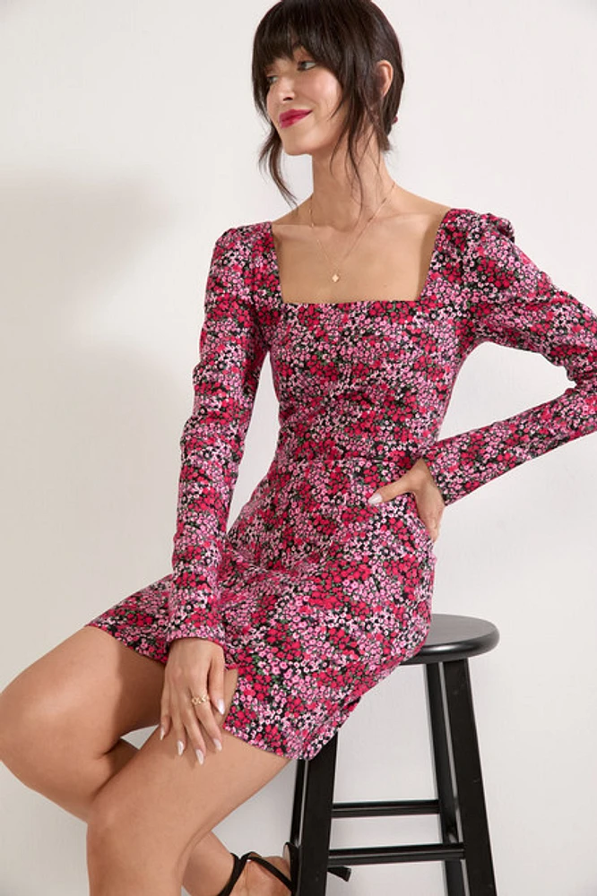 Angelina Long Sleeve Ditsy Floral Mini Dress