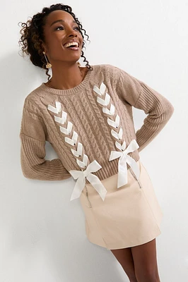 Sally Ribbon Front Pullover Sweater