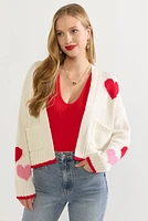 Jill Heart Pattern Short Cardigan