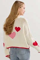 Jill Heart Pattern Short Cardigan