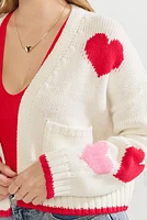 Jill Heart Pattern Short Cardigan