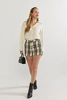 Nora Plaid Button Front Shorts