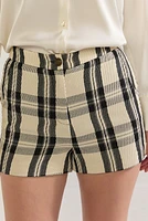 Nora Plaid Button Front Shorts