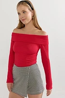 Celia Off Shoulder Rib Knit Top