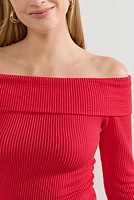 Celia Off Shoulder Rib Knit Top