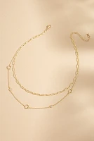 Kimberly Clover Outline Crystal Layered Necklace