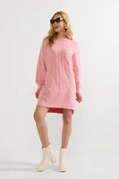 Elsa Pearl Embellished Cable Sweater Mini Dress