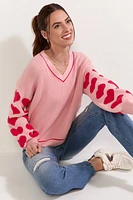 Deloris Heart Sleeve Pullover Sweater