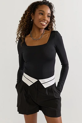 Lana Two Toned Foldover Waist Shorts