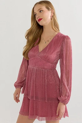 Tammie Puff Sleeve Shimmer Mini Dress