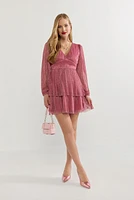 Tammie Puff Sleeve Shimmer Mini Dress