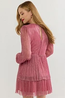 Tammie Puff Sleeve Shimmer Mini Dress