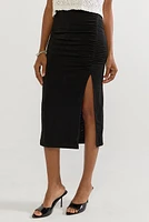 Janis Cinched Fitted Slit Midi Skirt