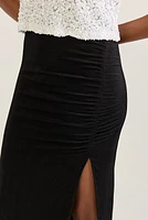 Janis Cinched Fitted Slit Midi Skirt