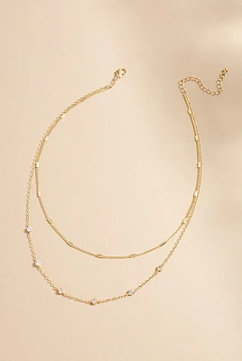 Mariana Crystal Station Layered Gold Necklace