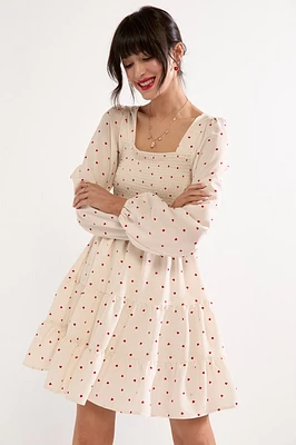 Shannon Heart Ditsy Tiered Mini Dress