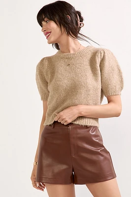 Margaret Short Puff Sleeve Sweater Top