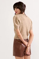 Margaret Short Puff Sleeve Sweater Top