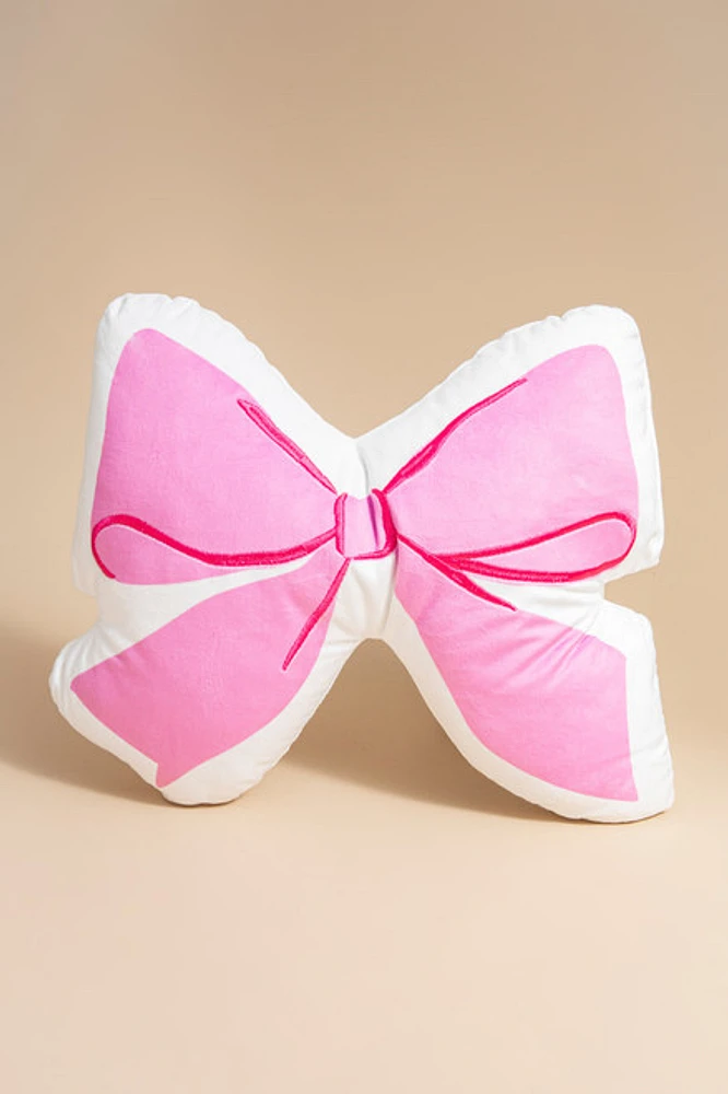 Jenny Pink Bow Shaped Throw Pillow