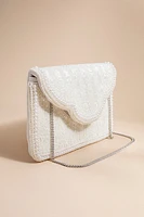 Caitlin Pearl Embellished Scallop Clutch Bag