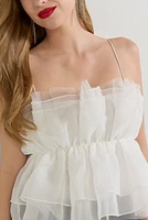 Berta Organza Ruffle Tiered Sleeveless Top