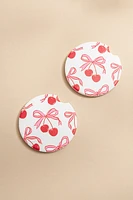 Cherry Bow Pattern Car Coaster Set