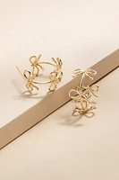 Robin Bow Station Gold Hoop Earrings